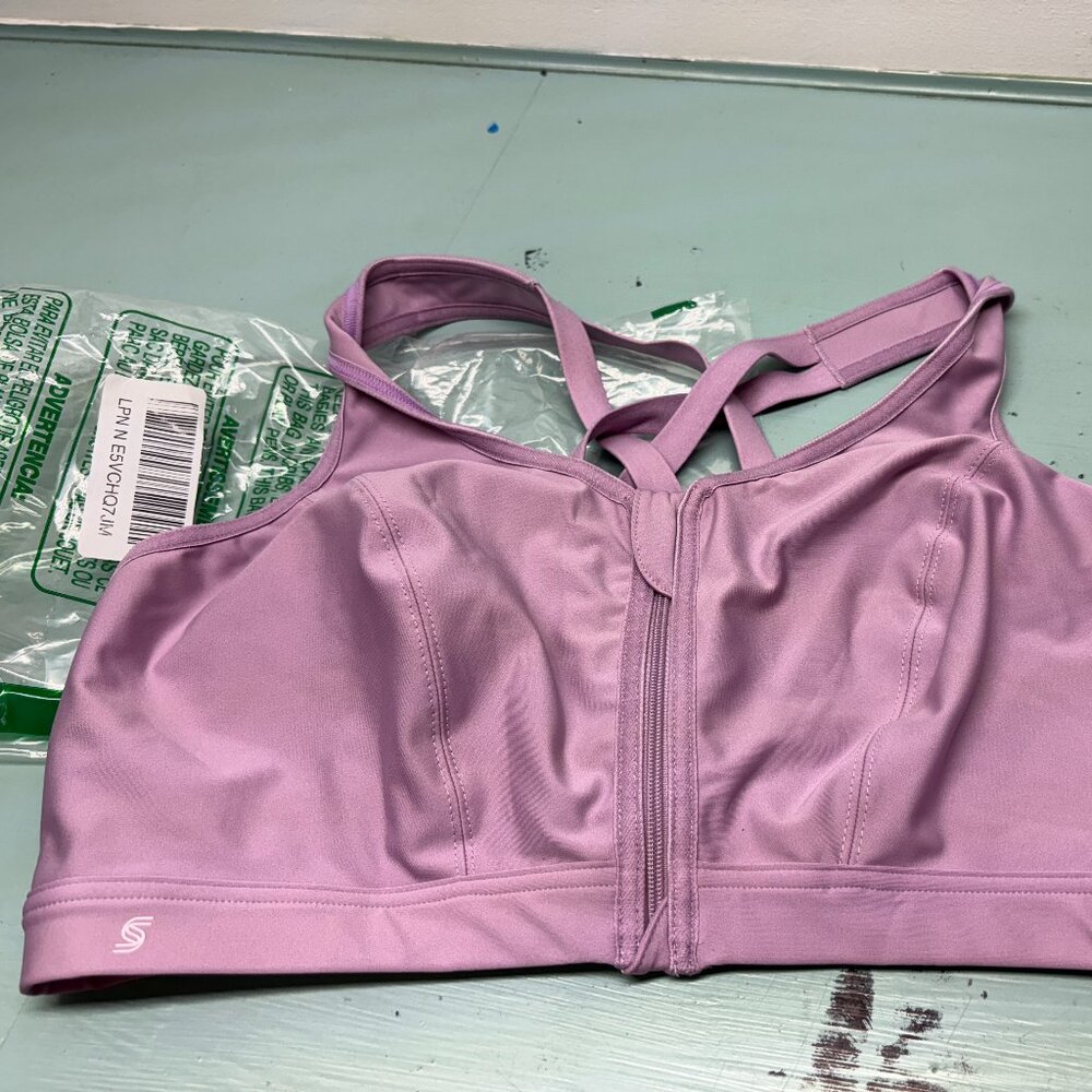40DD Full Figure Plus Size Zip Up Front-Closure Sports Bra Wirefree Glamorise - Picture 2 of 7